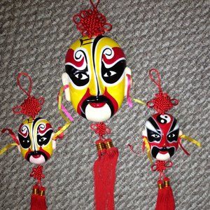 Chinese Masks Plaques 2 large 3 small
